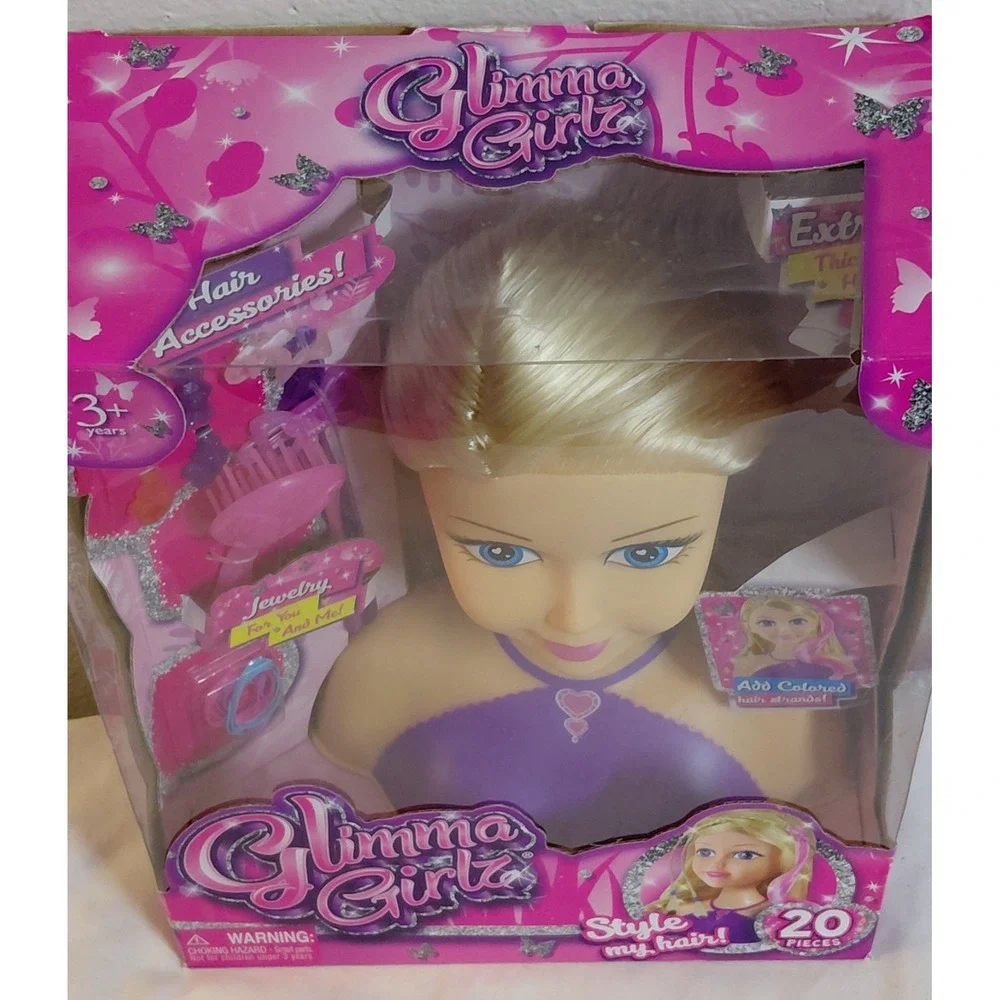 Glimma Girlz Style My Hair Styling Head 20 Piece Hair Accessories ZURU New